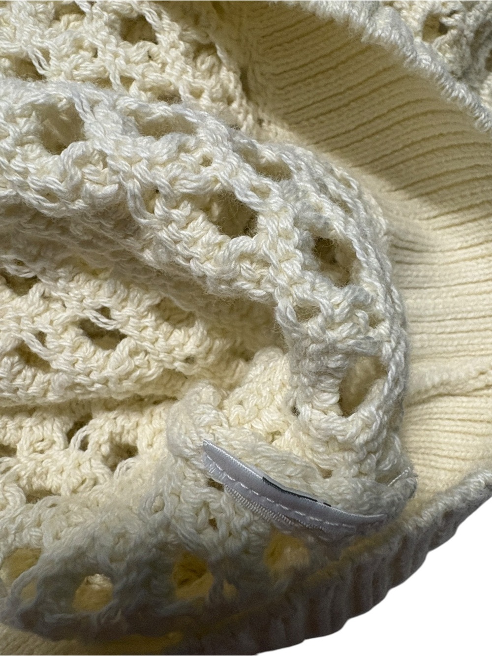 J. Crew Pointelle Boatneck Sweater S Cream Open Knit Beachy Cropped Coverup - Picture 5 of 7